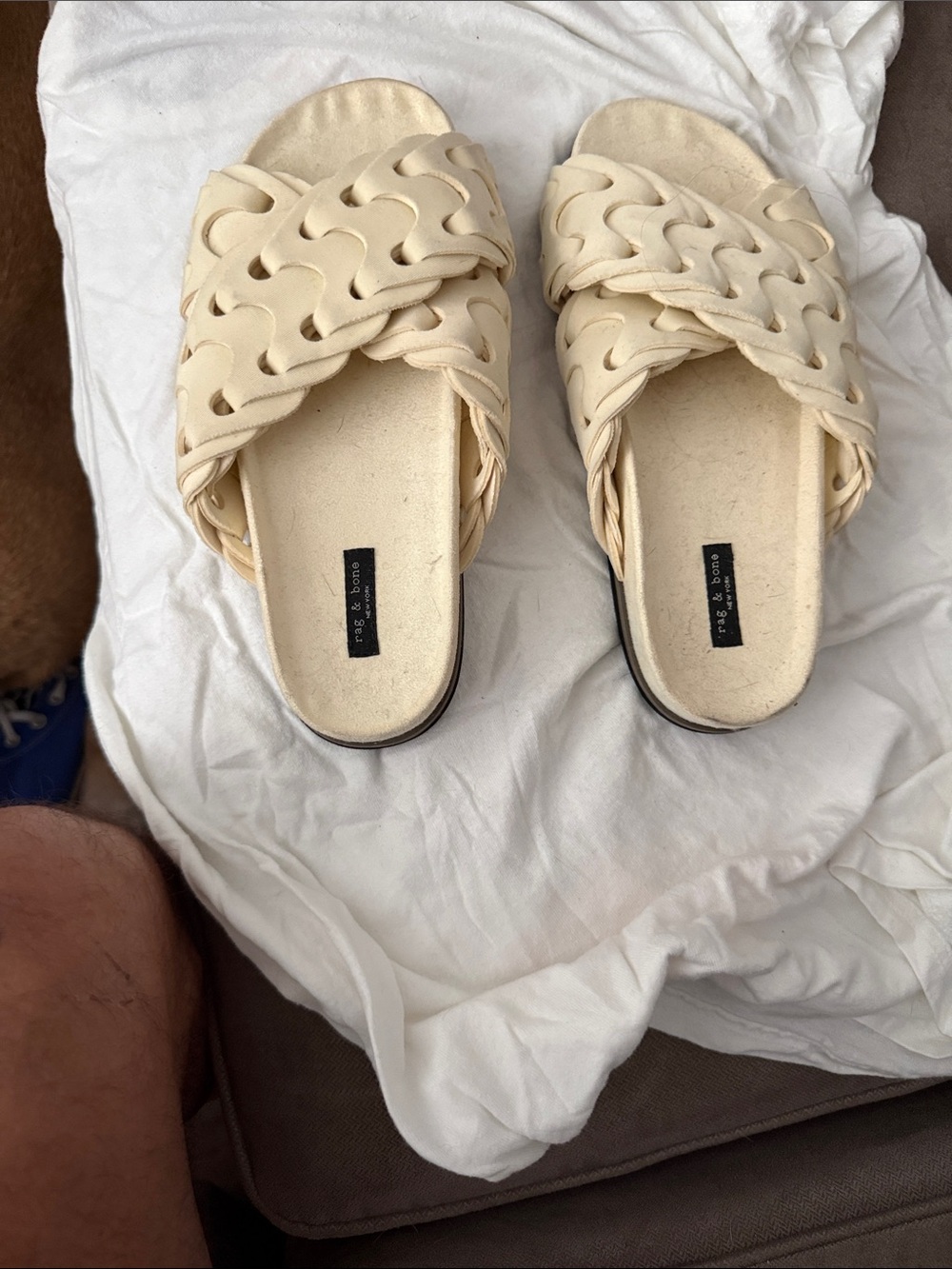 rag & bone Cream Braided Slide Sandals
